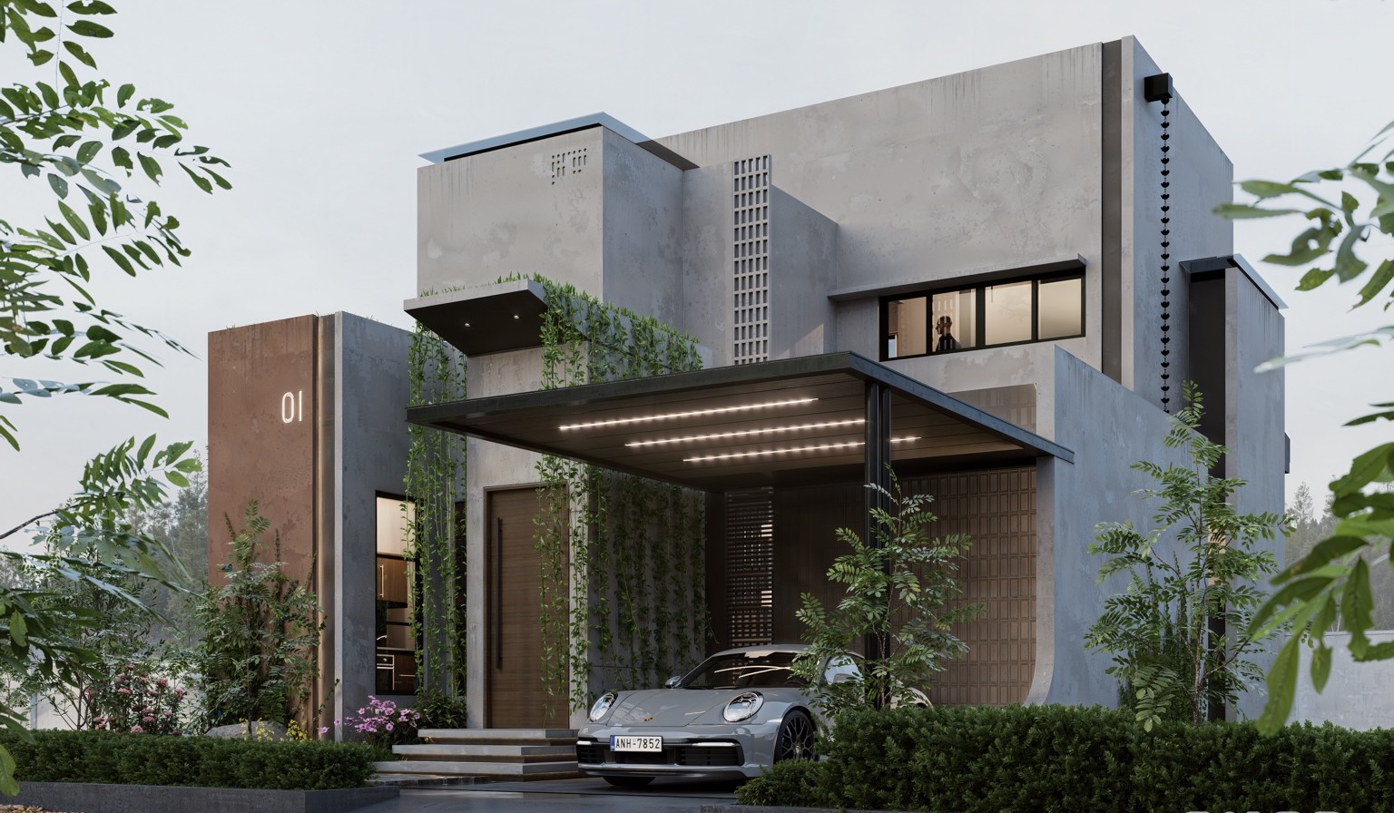 Type 1 villa facade — architectural visualisation